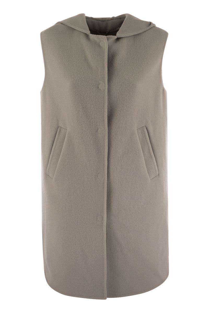 HERNO Women's Mini Wool Hooded Sleeveless Jacket