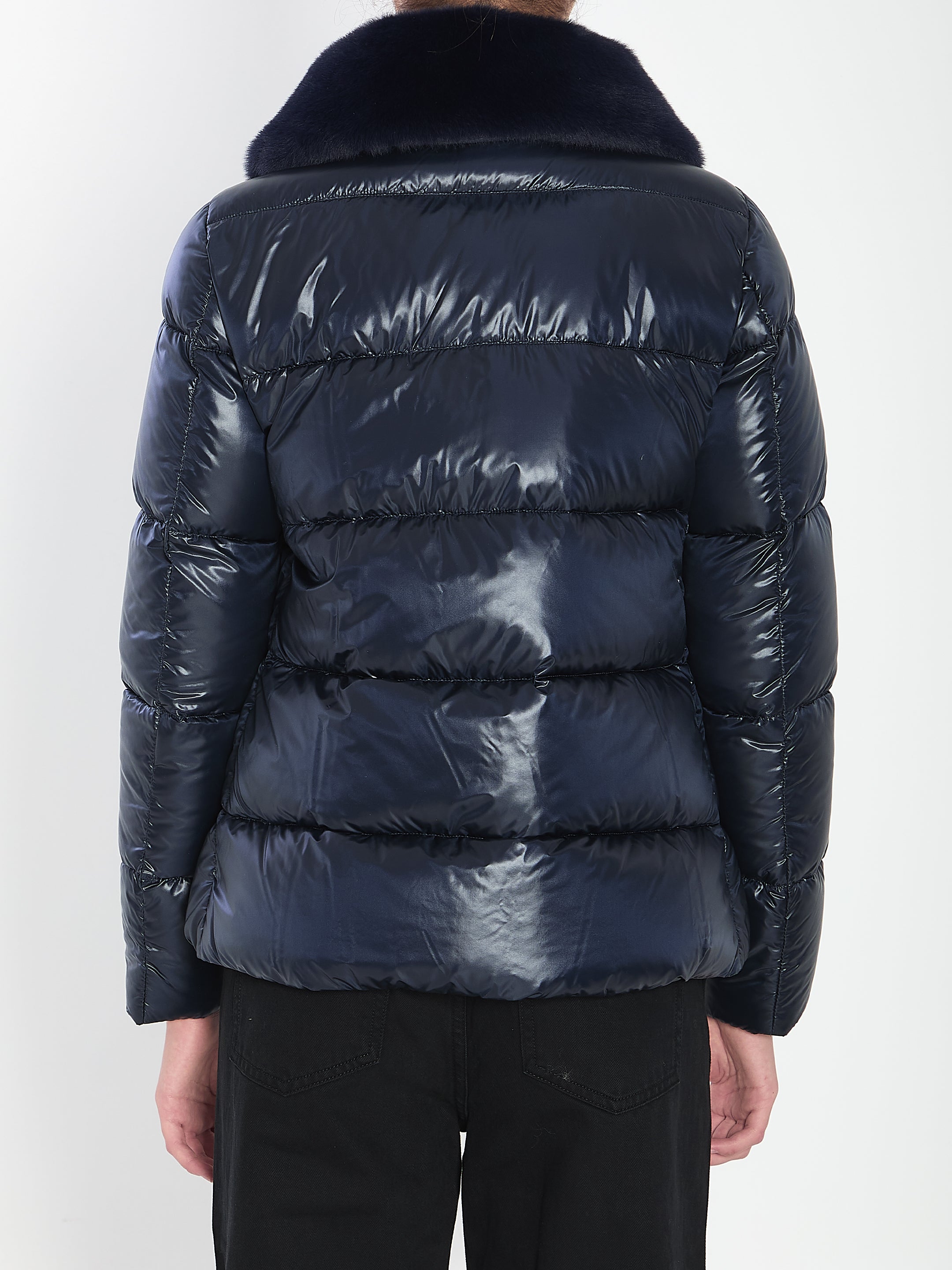 HERNO Lightweight Puffer Jacket with Fur Collar - Size 40