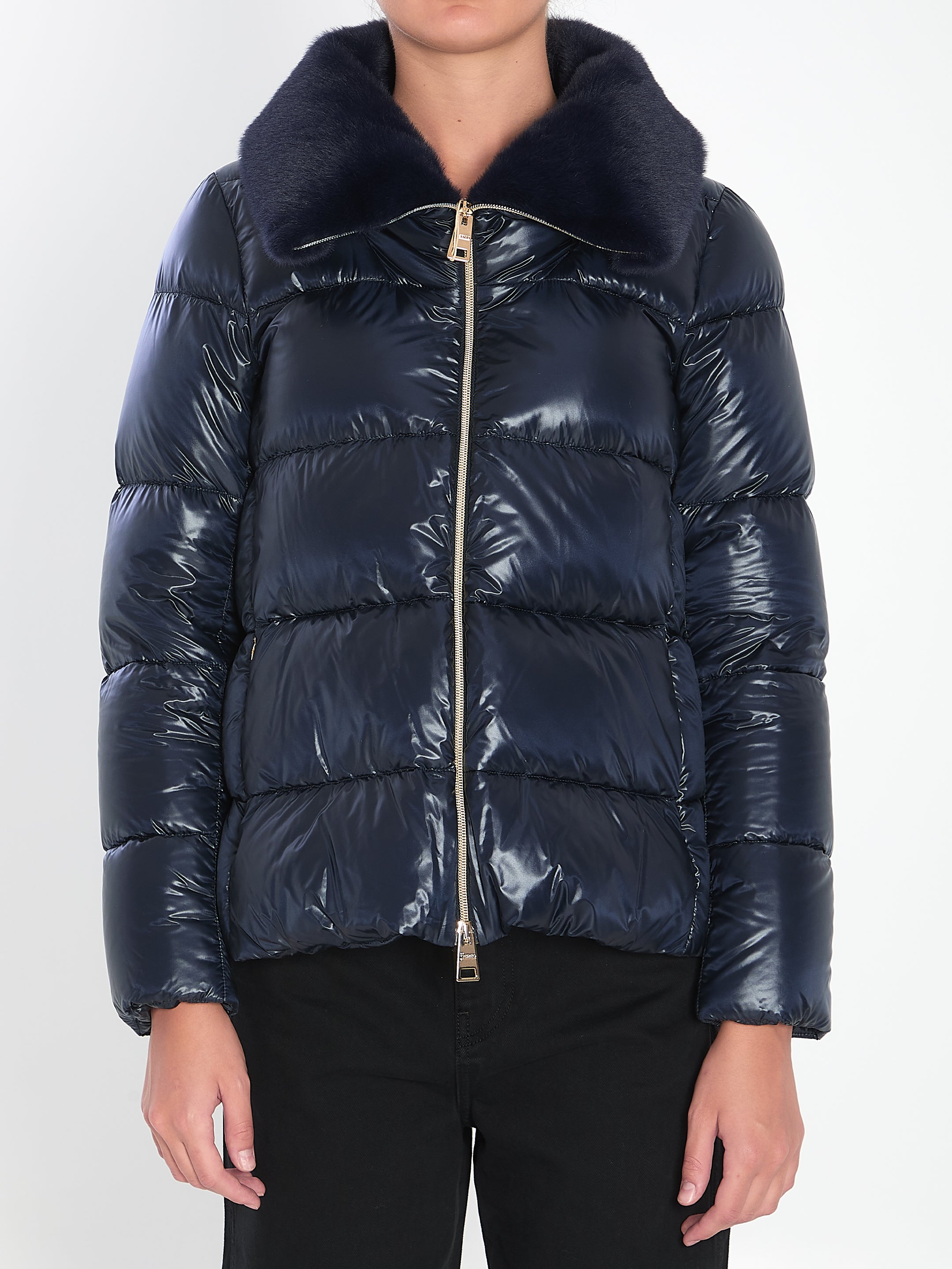 HERNO Lightweight Puffer Jacket with Fur Collar - Size 40