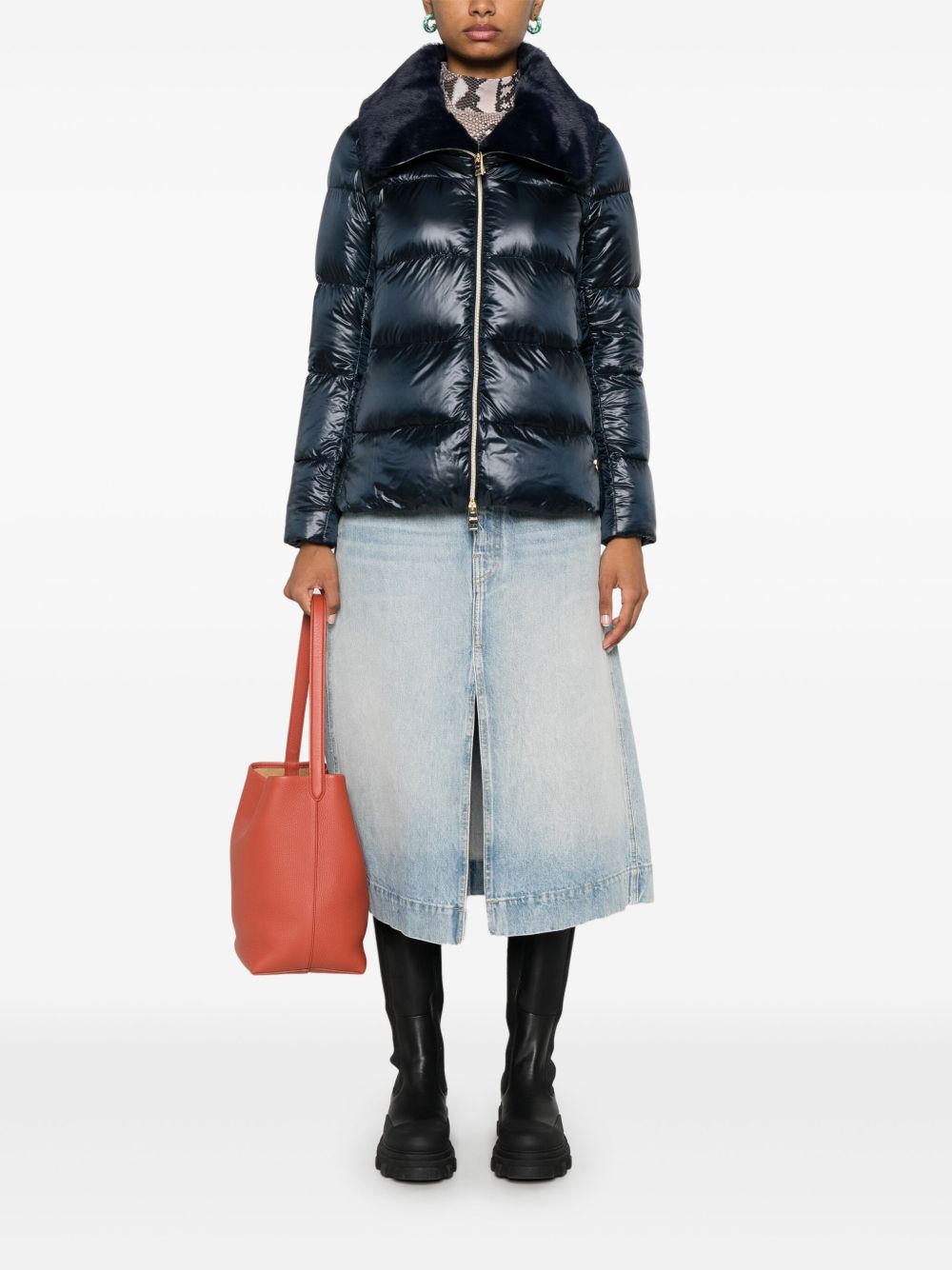 HERNO Goose Down Padded Jacket with Faux-Fur Collar