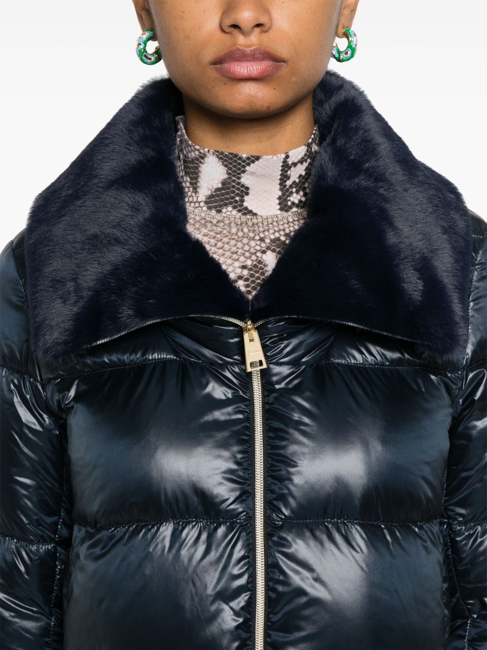 HERNO Goose Down Padded Jacket with Faux-Fur Collar