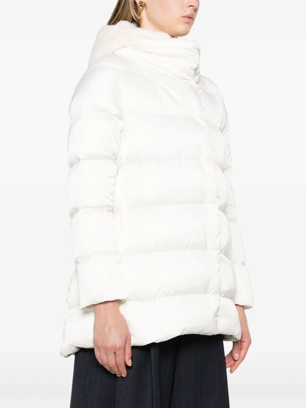 HERNO A-Shape Down Jacket with Detachable Faux-Fur Hood