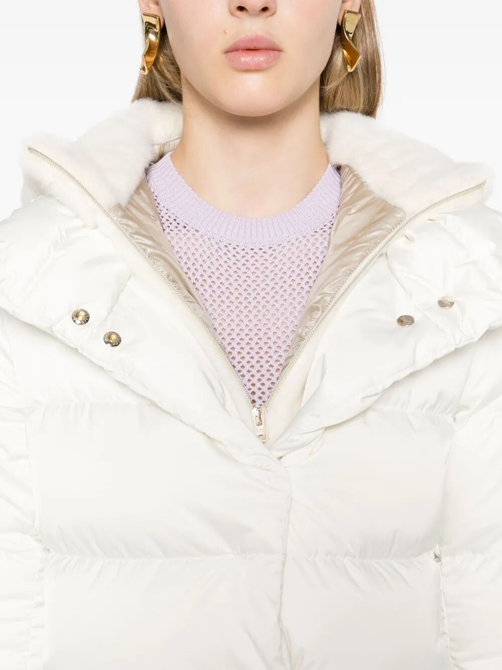 HERNO A-Shape Down Jacket with Detachable Faux-Fur Hood
