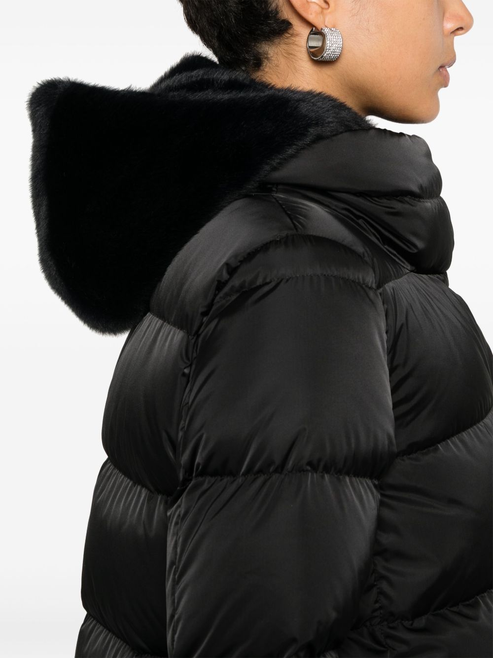 HERNO Women's Padded Mini Coat with Detachable Faux-Fur Hood
