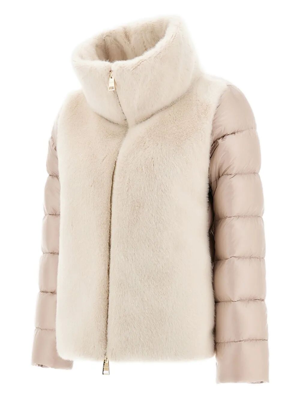 HERNO Ultralight Mini Padded Jacket with Faux Fur Inserts