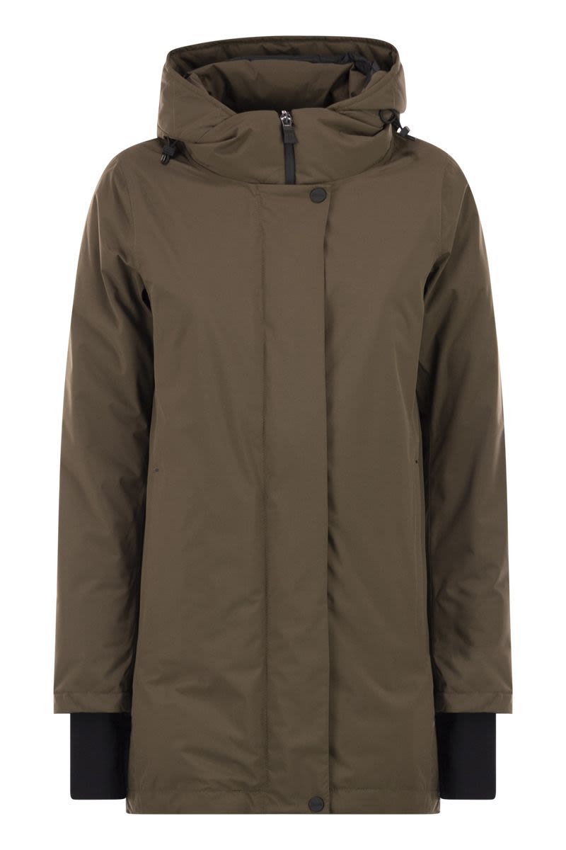 HERNO A-Shaped Down Jacket with Hood, 2 Layers