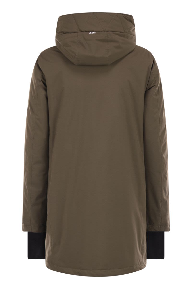 HERNO A-Shaped Down Jacket with Hood, 2 Layers