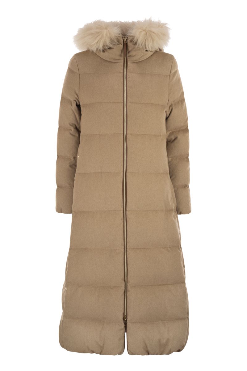 HERNO Luxurious Long Cashmere and Silk Down Jacket