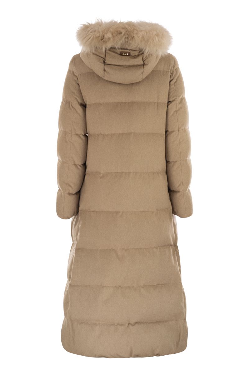 HERNO Luxurious Long Cashmere and Silk Down Jacket