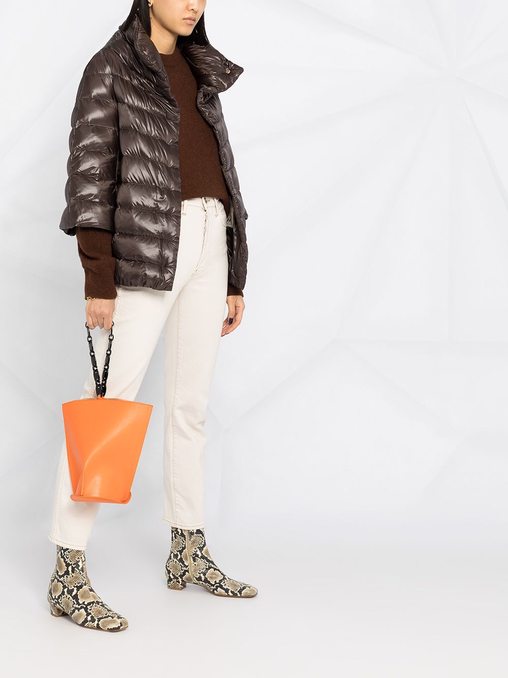 HERNO Padded High Neck Cape with Hidden Closure for Women