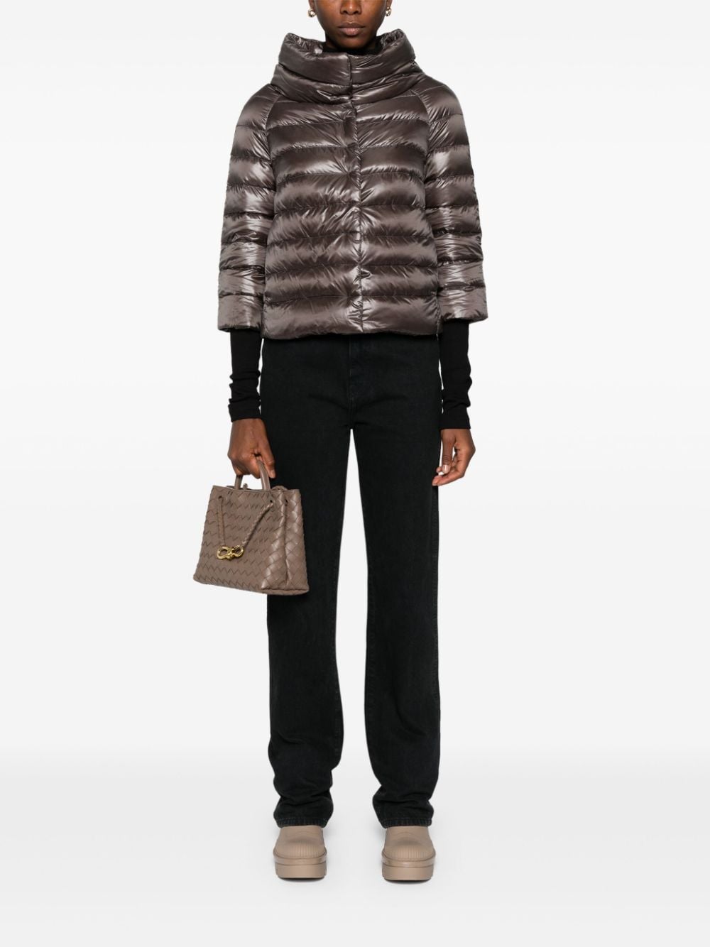 HERNO Women's Three-Quarter Length Funnel Neck Down Cape