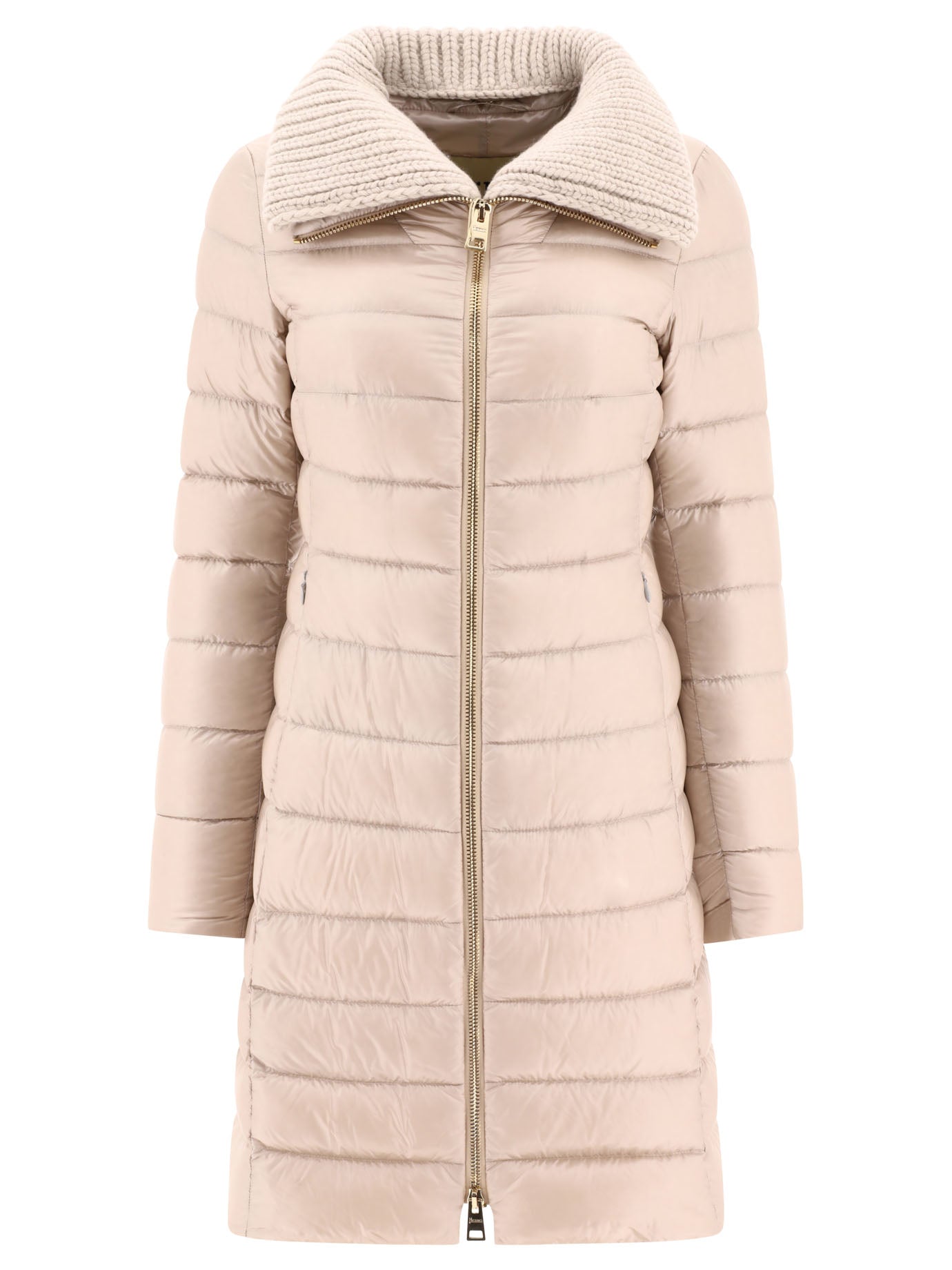 HERNO Women's Long Down Jacket with Wool Collar - Regular Fit
