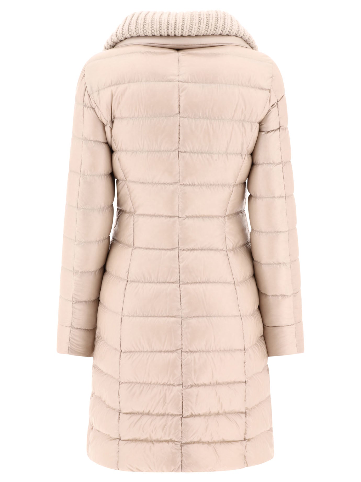 HERNO Women's Long Down Jacket with Wool Collar - Regular Fit