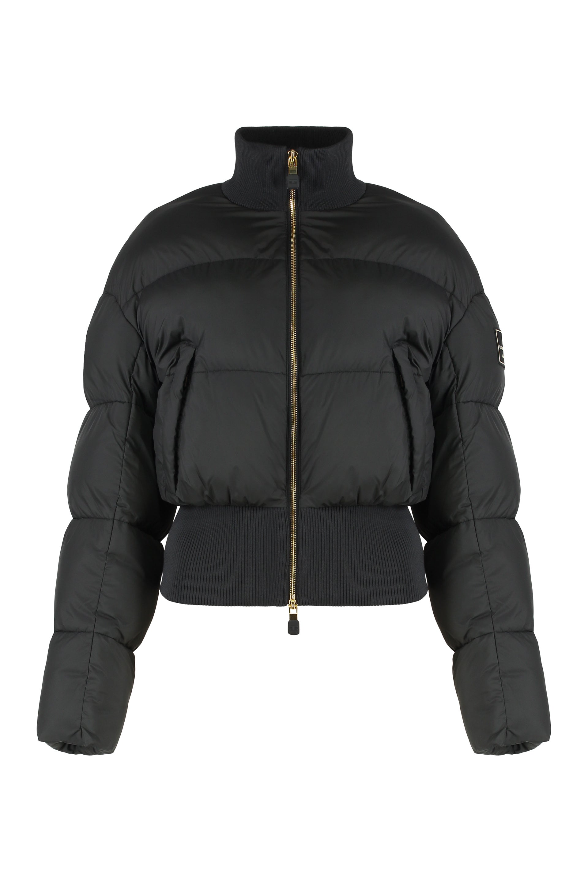 ELISABETTA FRANCHI Cropped Down Jacket in Technical Fabric - Women’s Outerwear