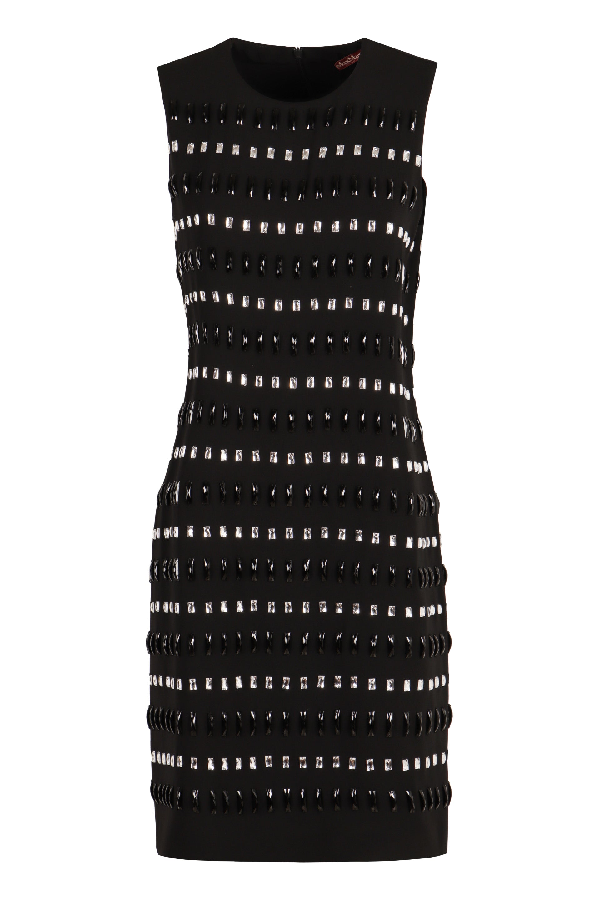 MAX MARA STUDIO Elegant Cady Dress with Front Rhinestone Detail