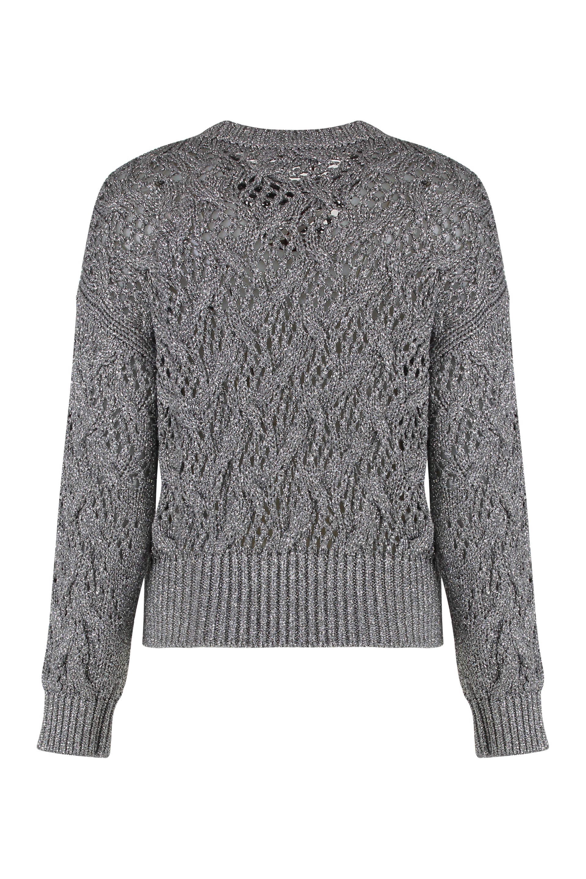 MAX MARA STUDIO Lurex Knit Sweater with Ribbed Edges