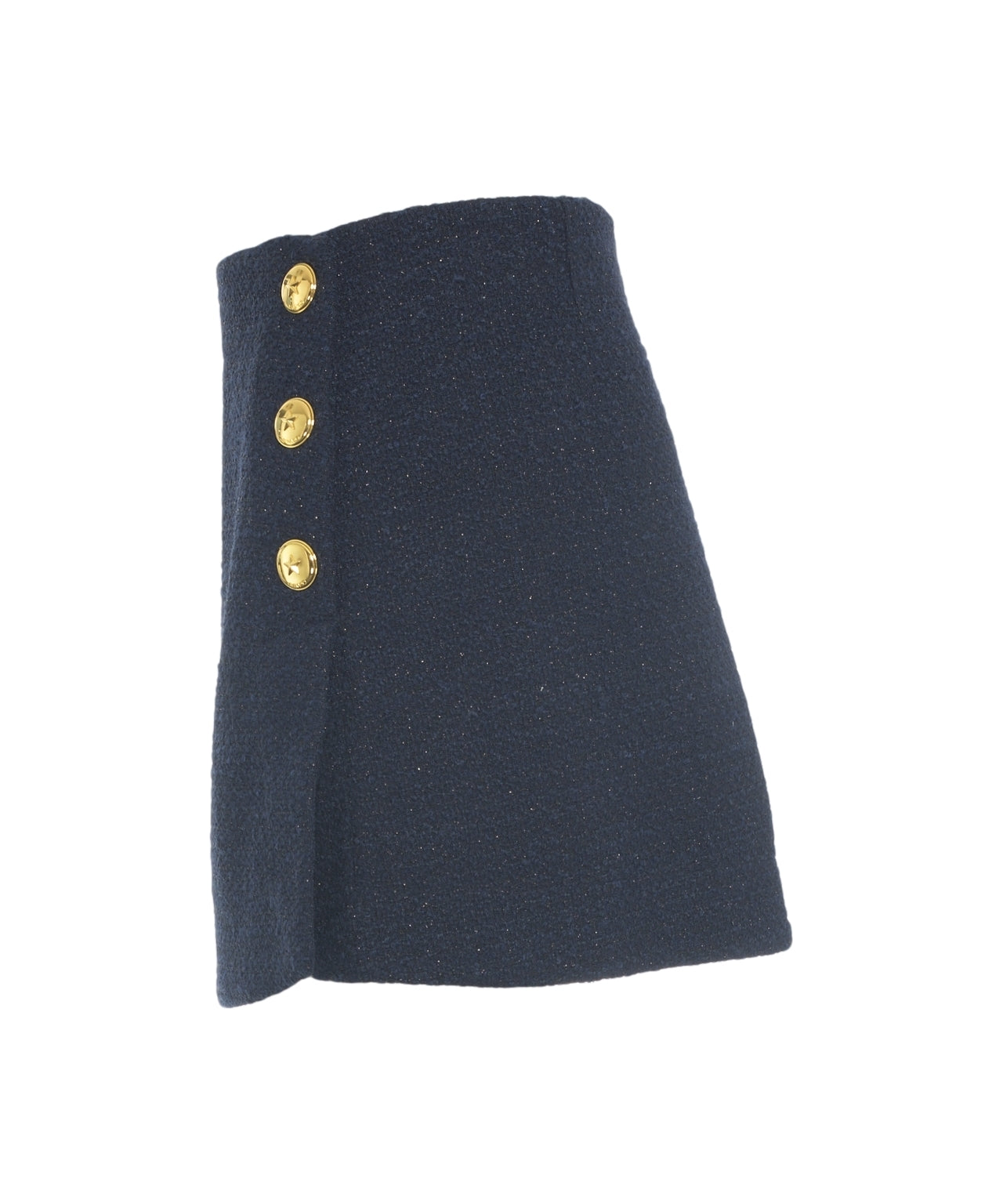 PINKO High-Waisted Mini Skirt with Decorative Gold Buttons