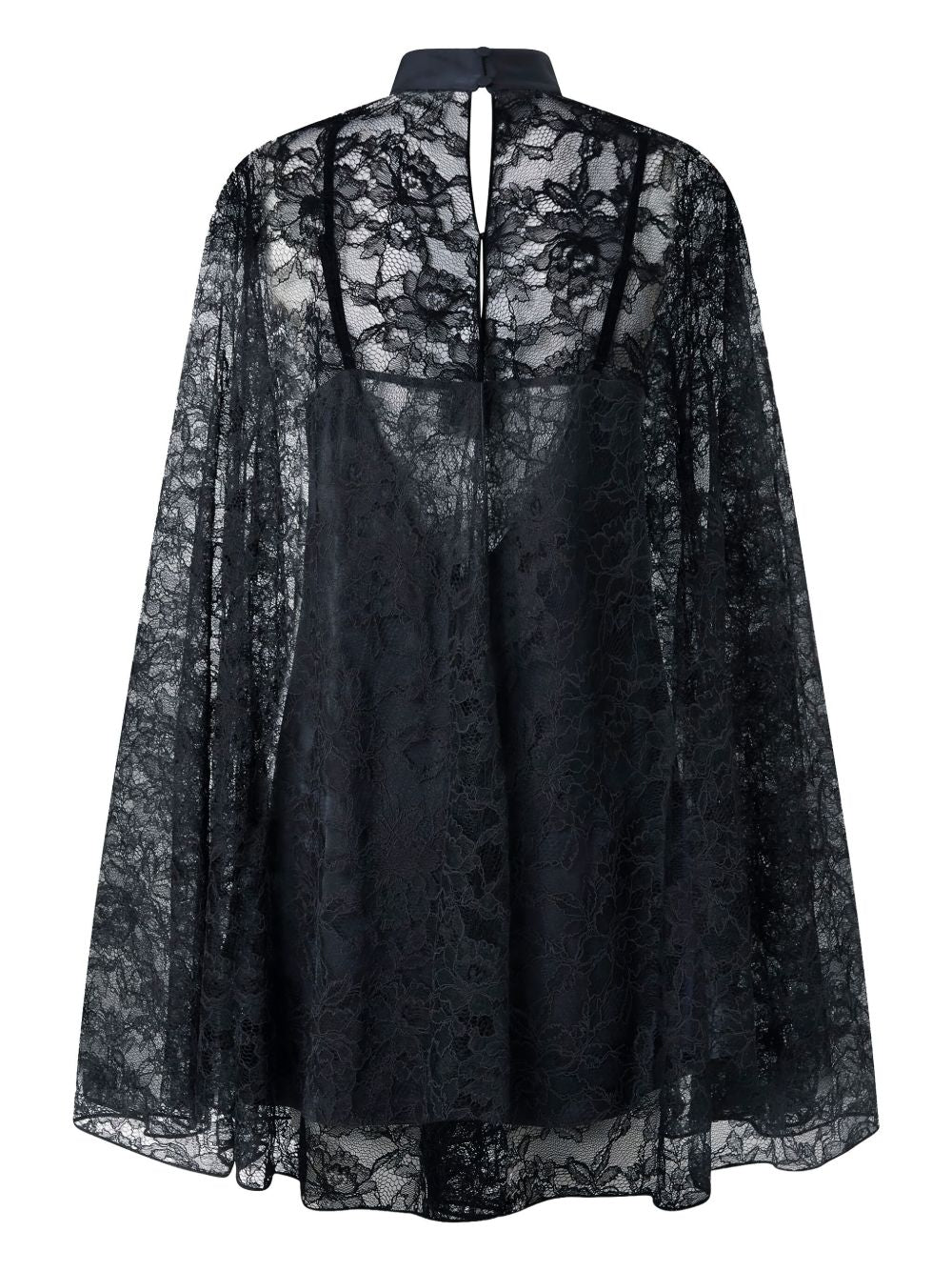 PINKO Floral Rebrodé Lace Cape-Style Mini Dress