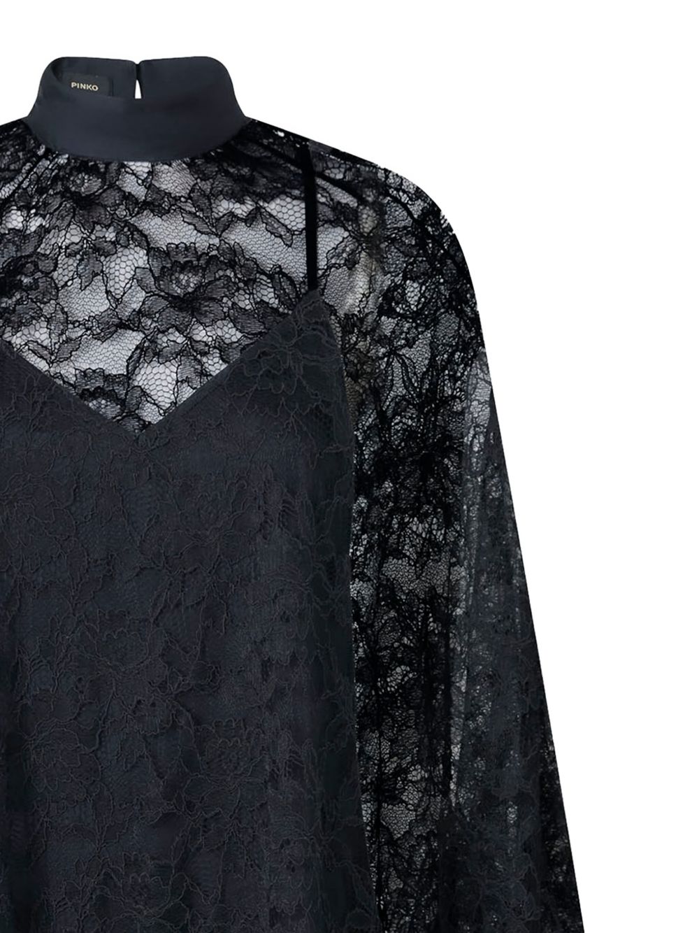 PINKO Floral Rebrodé Lace Cape-Style Mini Dress