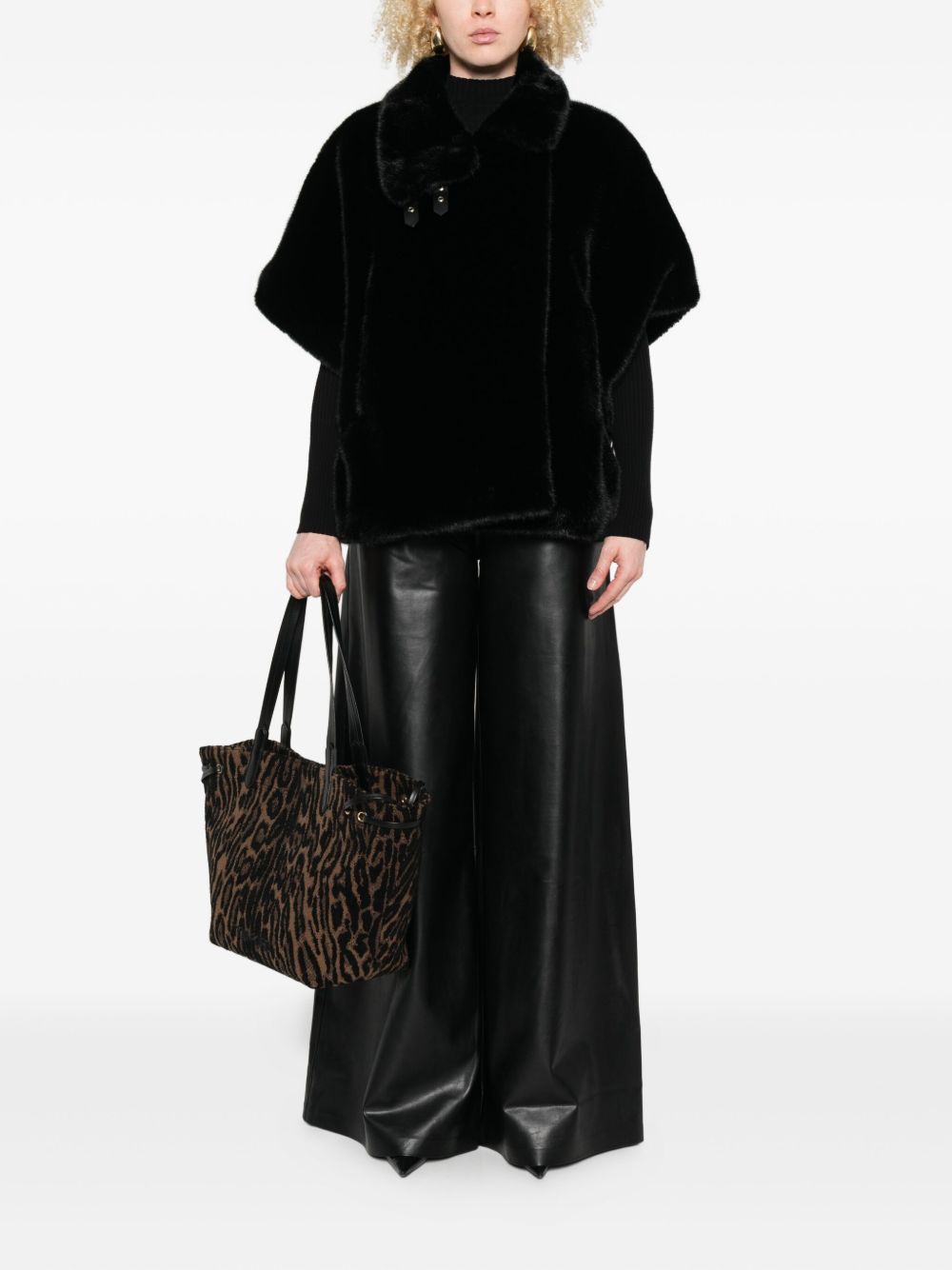 PINKO Stylish Mini Cape with Leather Accents