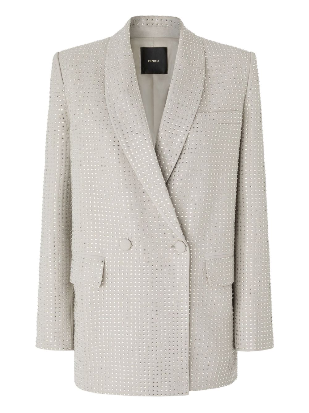 PINKO Double-Breasted Blazer with Rhinestone Embellishments