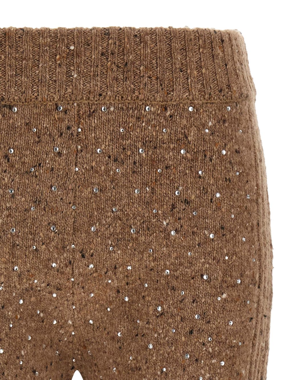 PINKO Chic Mini Bouclé Knit Shorts with Rhinestone Accents