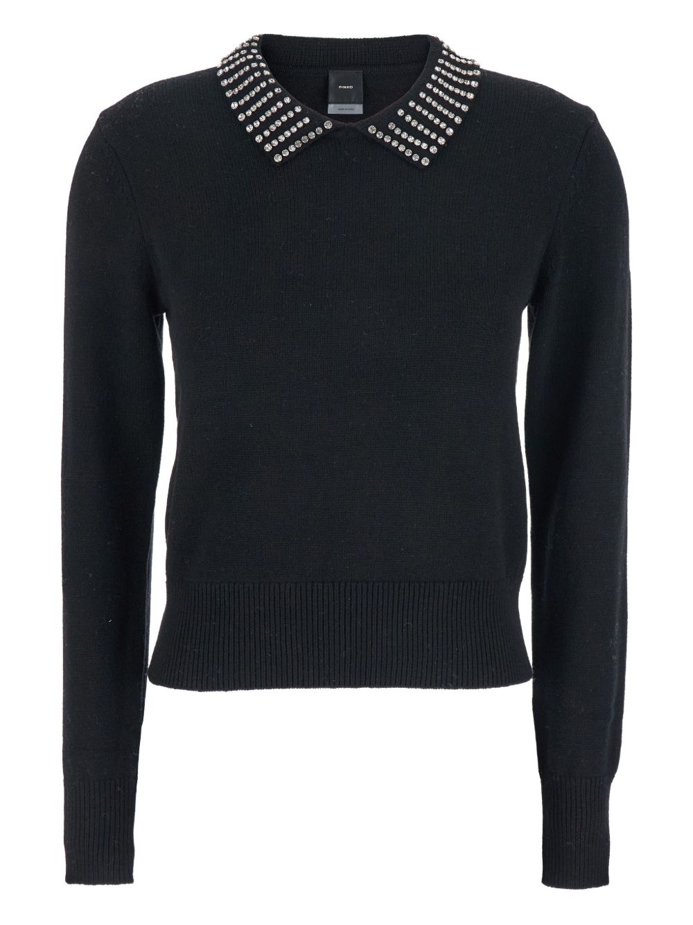 PINKO Rhinestone-Embellished Polo Collar Sweater - Women