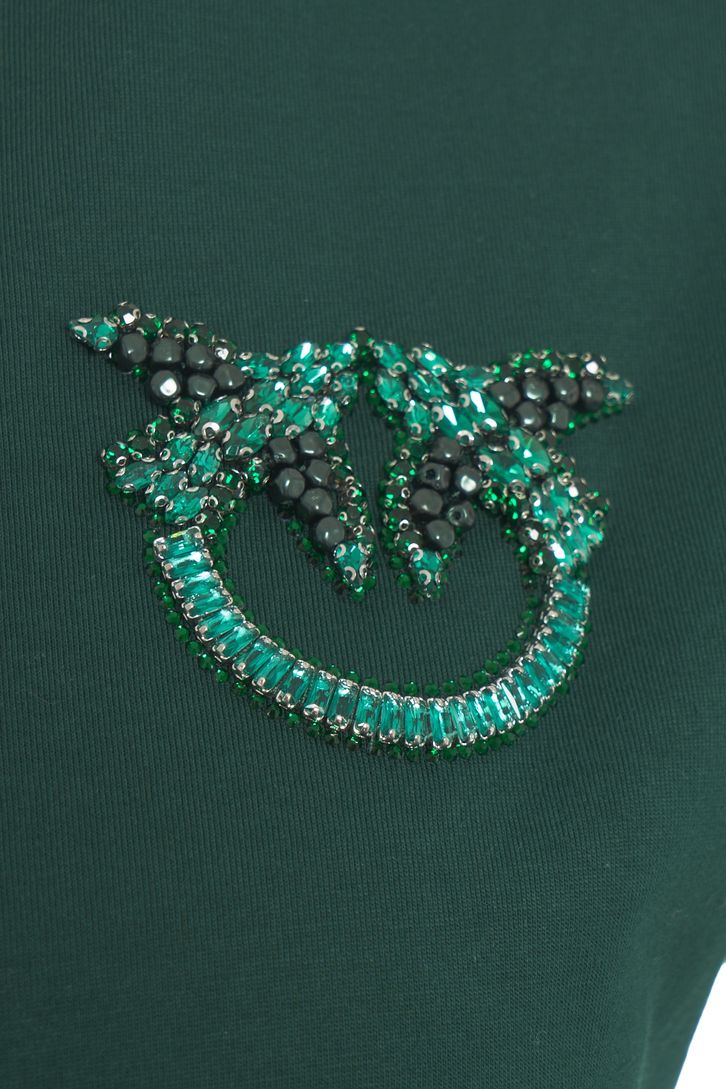 PINKO Women's Elegant T-Shirt with Love Swallows Appliqué