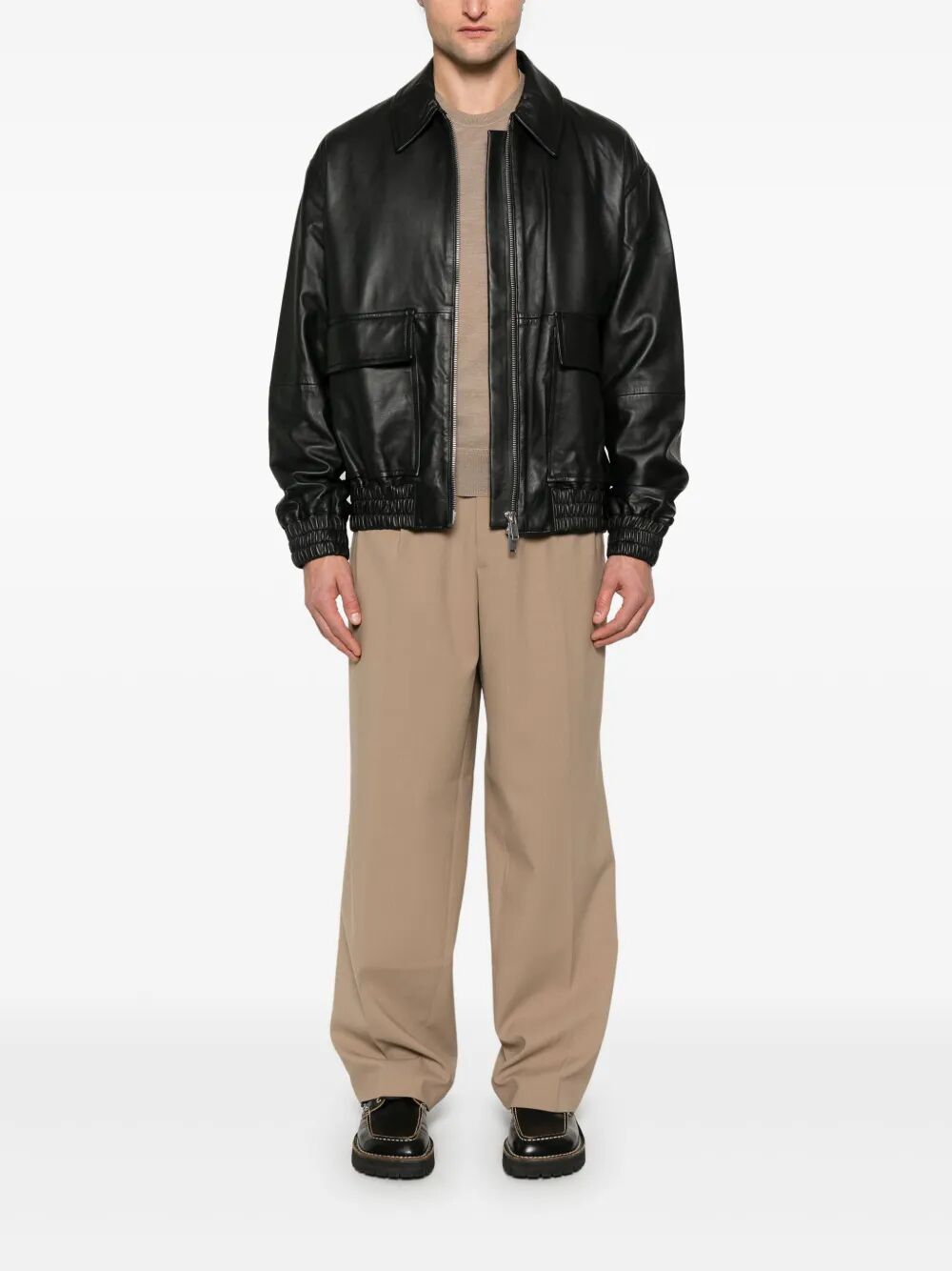 STUDIO NICHOLSON Leather Bomber Jacket for Men