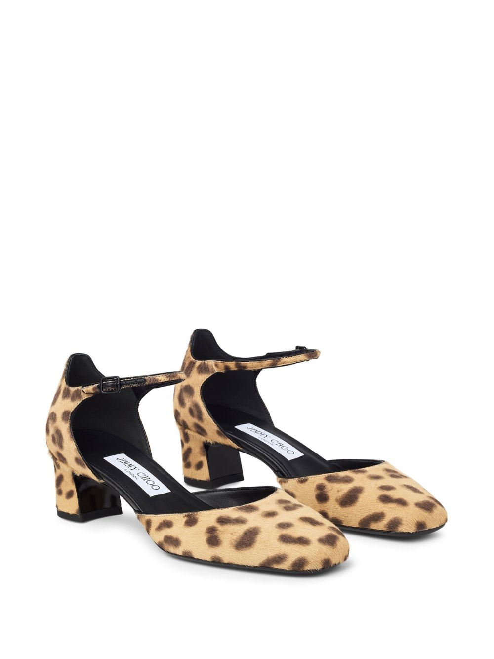 JIMMY CHOO Leopard Print Low Block Heel Pumps