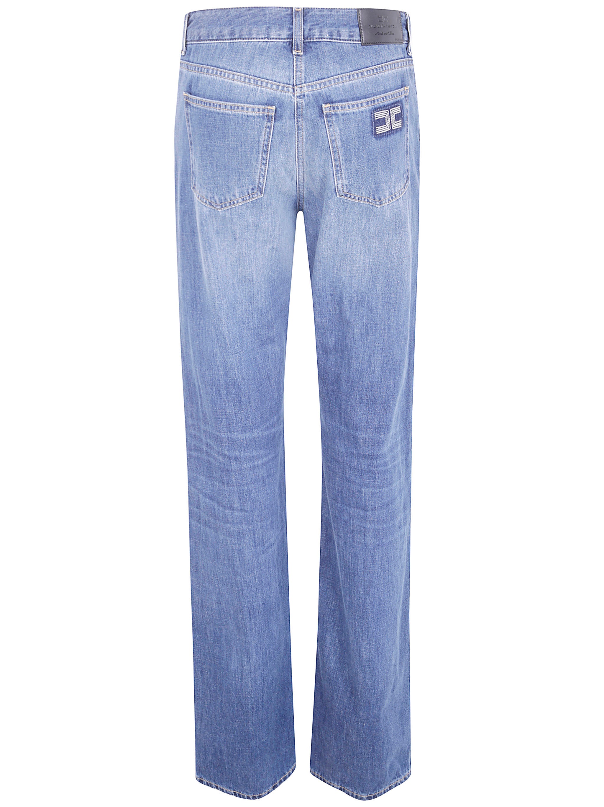 ELISABETTA FRANCHI Straight Leg Jeans with Logo Plaque