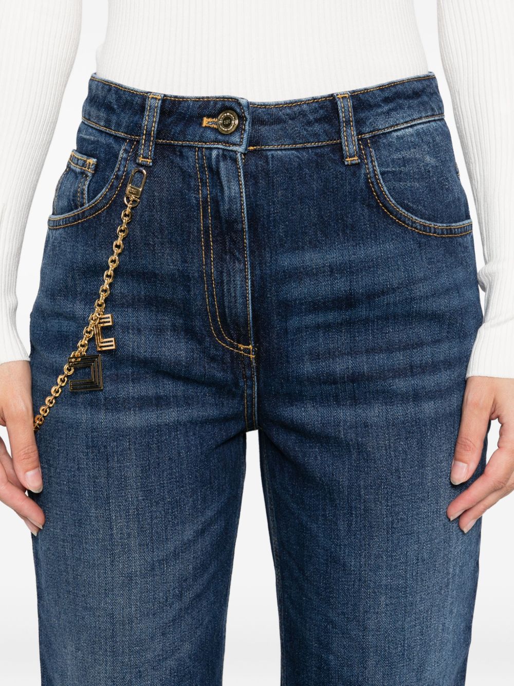 ELISABETTA FRANCHI Tapered Jeans with Chain Embellishment