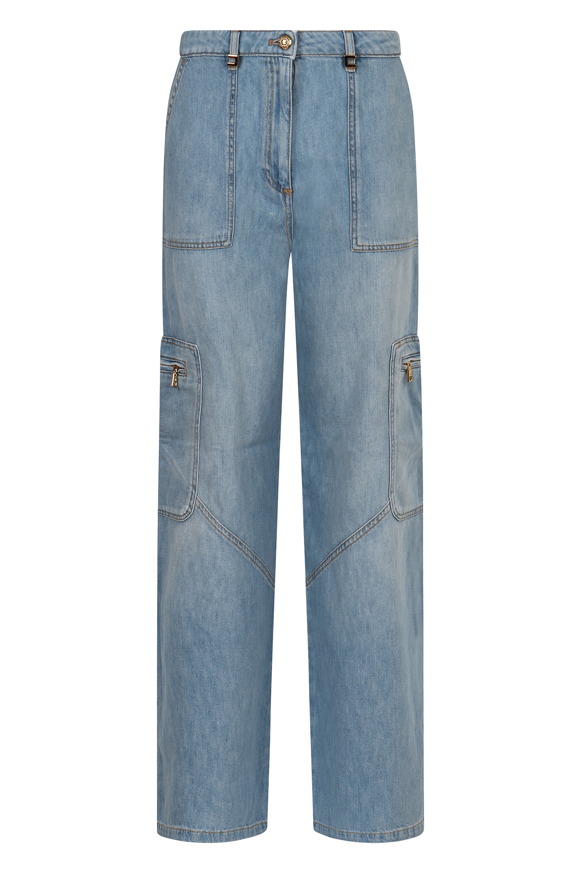 ELISABETTA FRANCHI Cargo Jeans with Multi-Pocket Design for Women - SS25