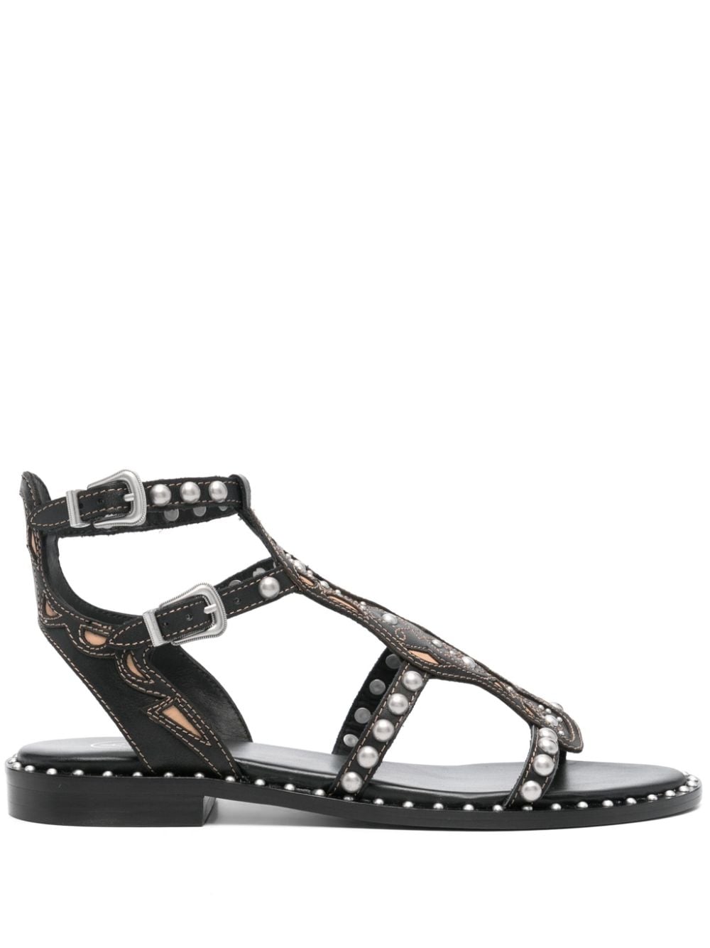 ASH Studded Leather Sandals with Buckle Ankle Strap