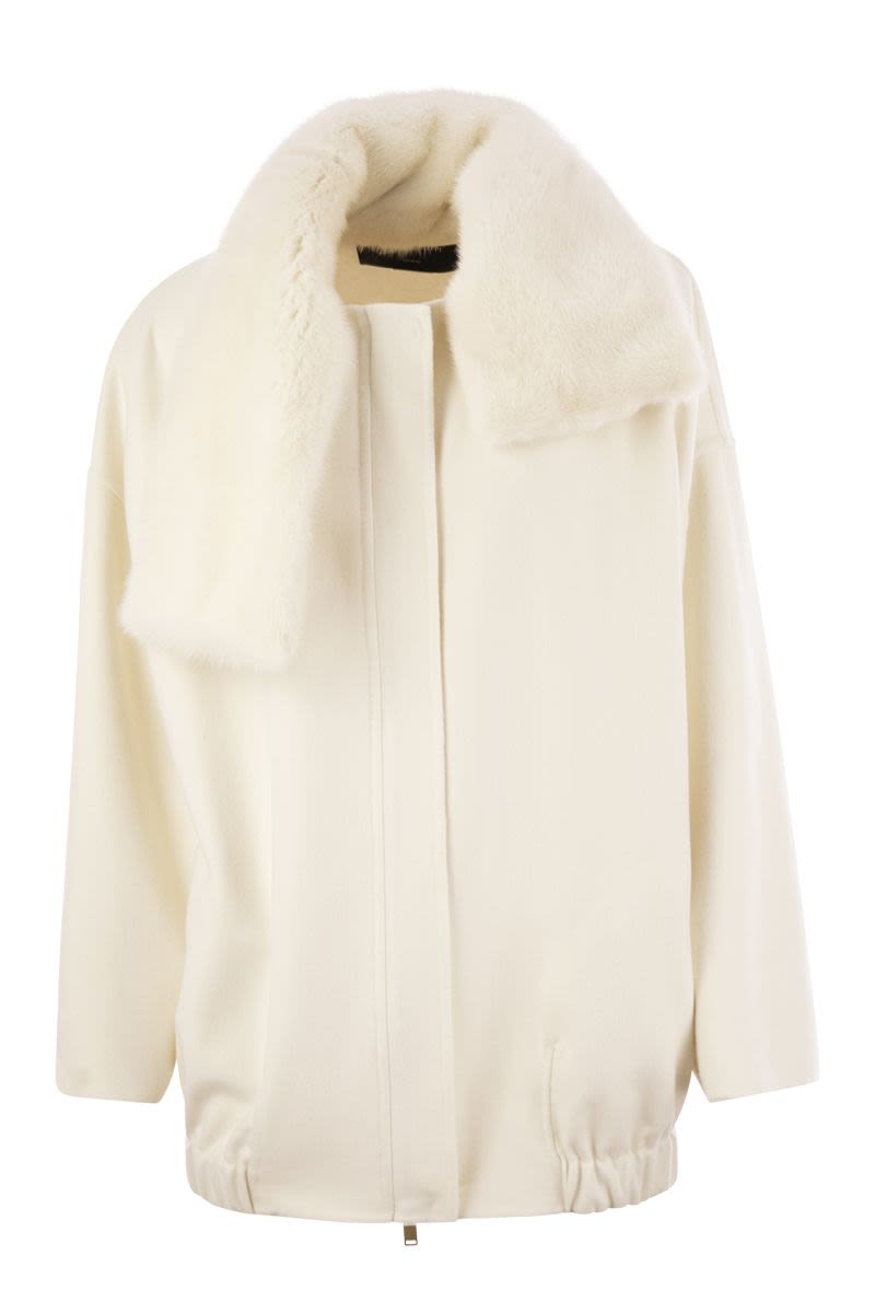 FABIANA FILIPPI Refined Cashmere Caban with Luxurious Fur Collar