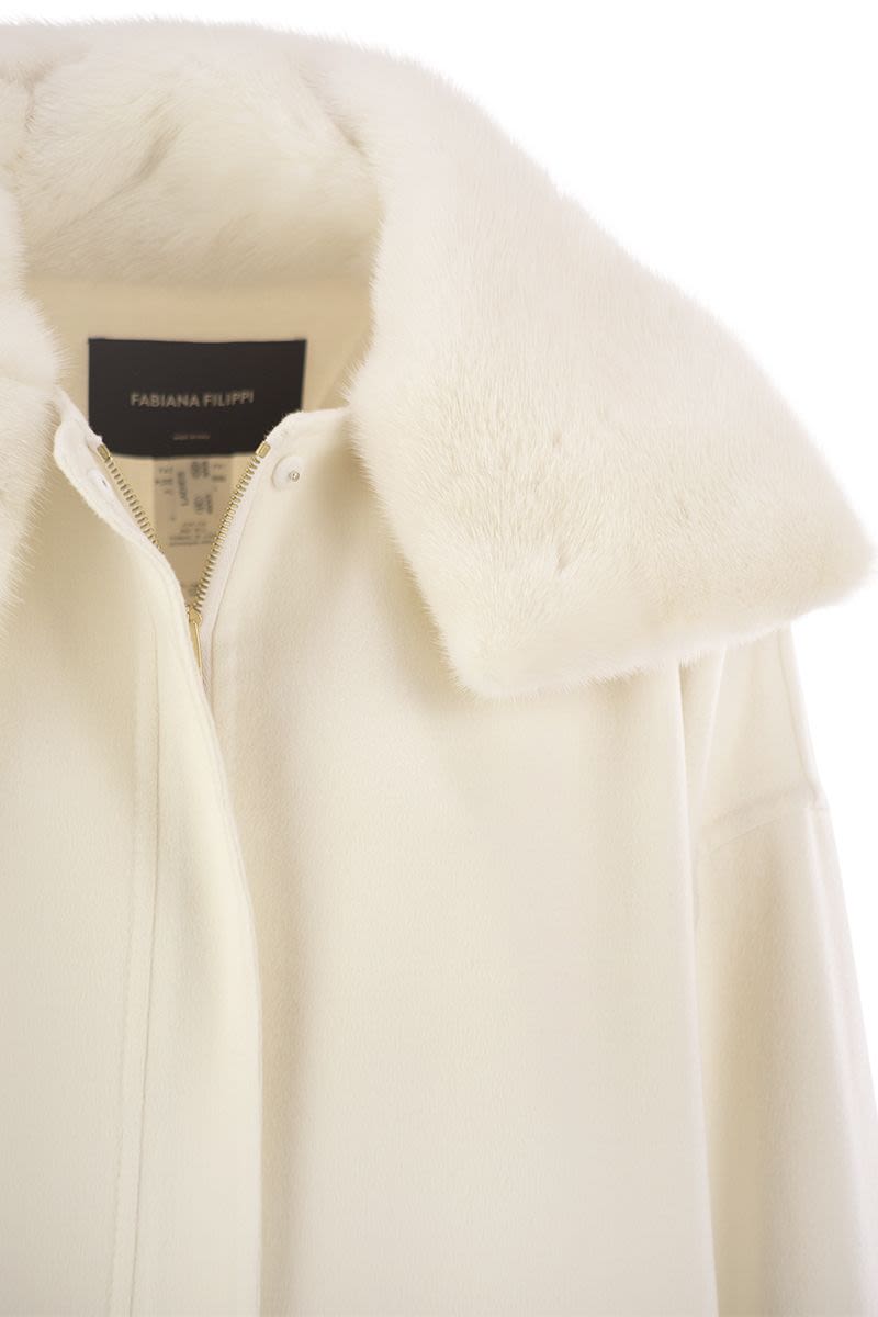 FABIANA FILIPPI Refined Cashmere Caban with Luxurious Fur Collar