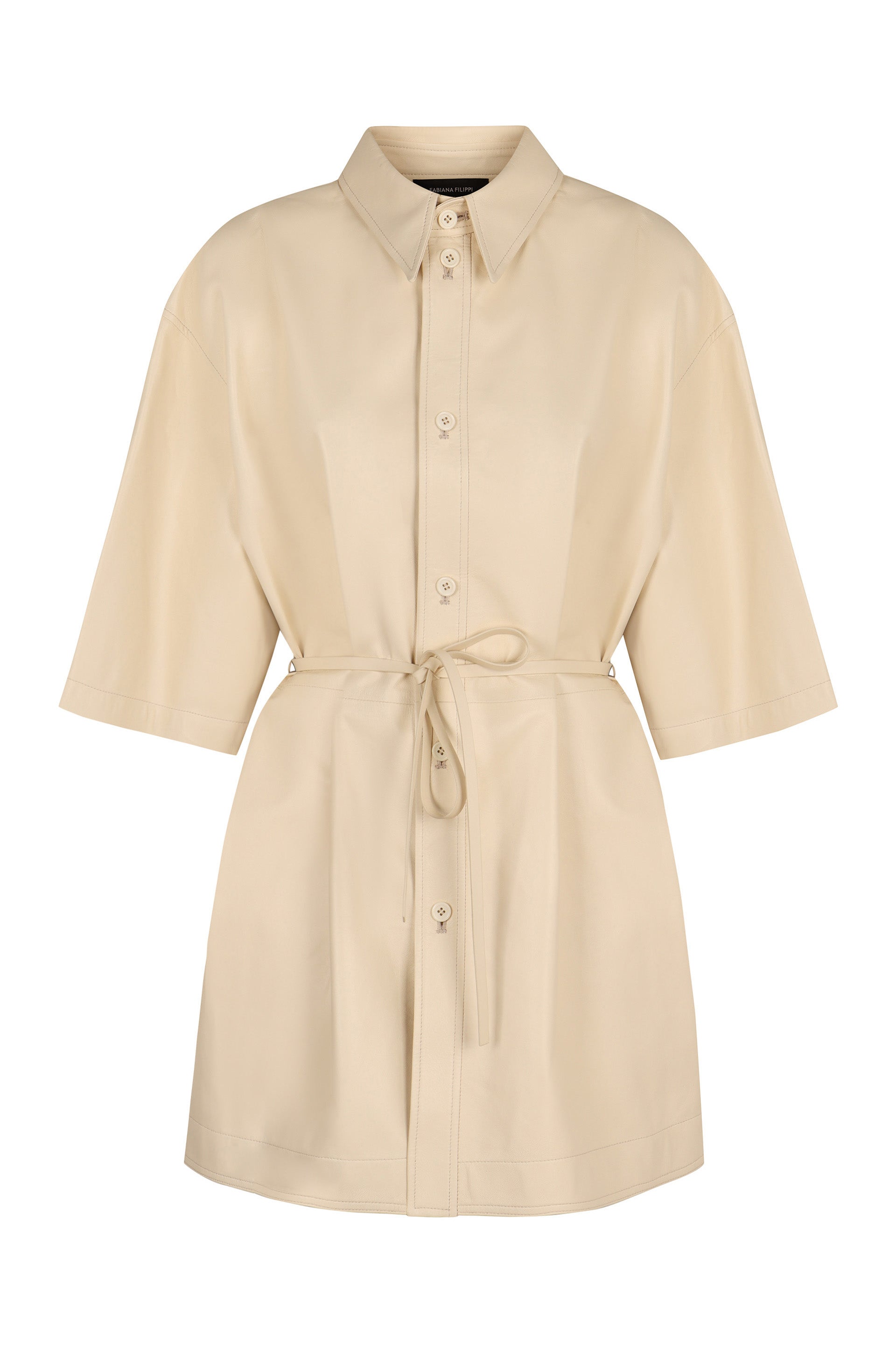 FABIANA FILIPPI Leather Shirt with Coordinated Waist Belt for Women