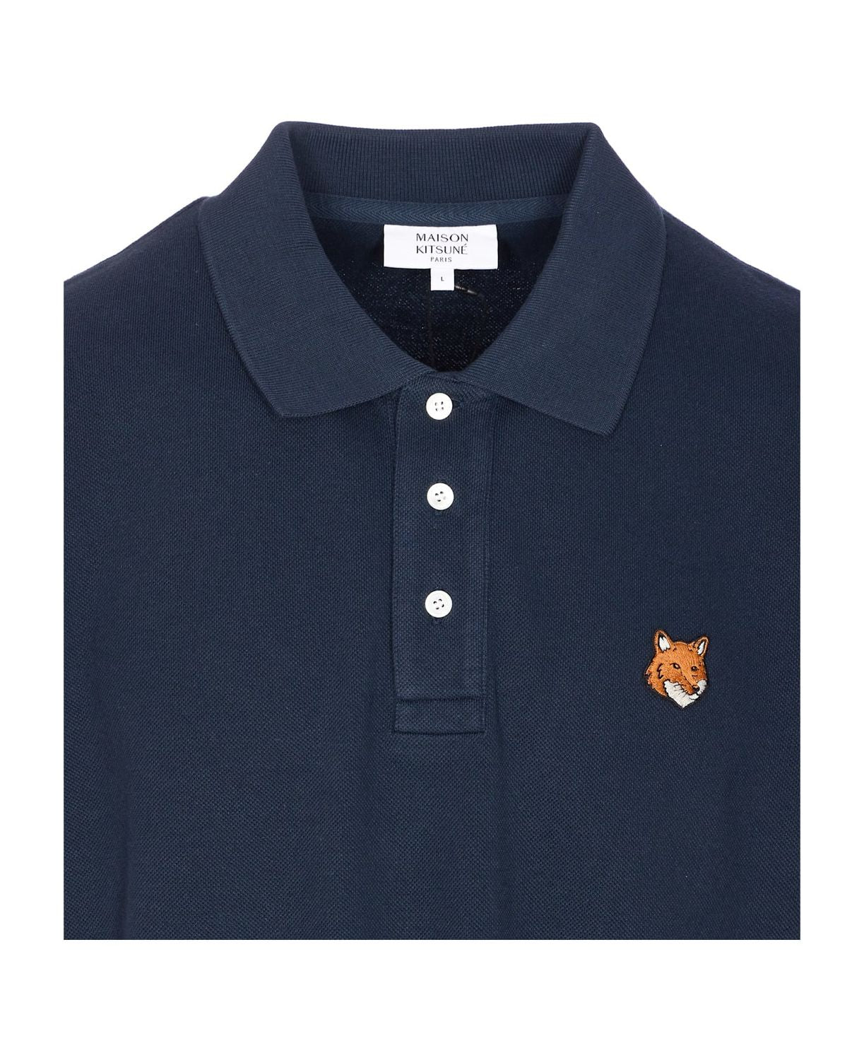 MAISON KITSUNÉ Classic Embroidered Fox Head Cotton Polo Shirt
