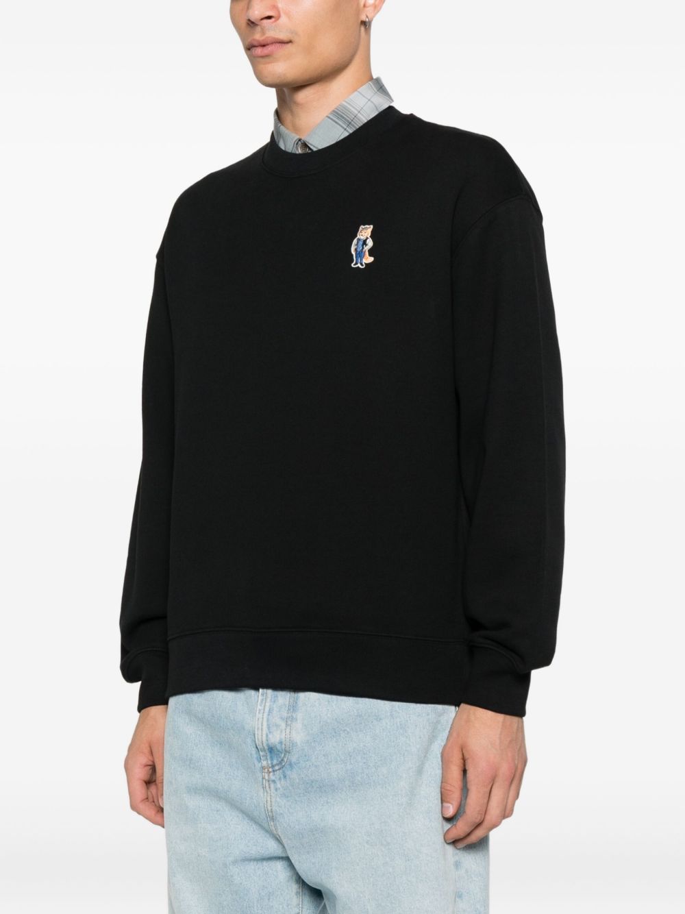 MAISON KITSUNÉ Classic Black Cotton Sweater for Men