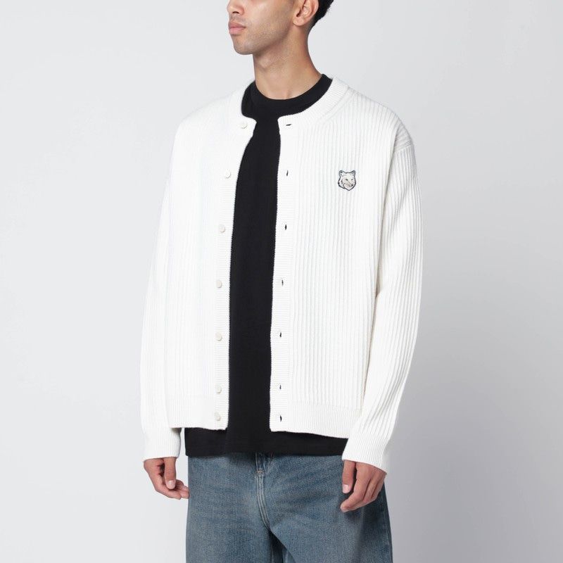 MAISON KITSUNÉ Men's Crewneck Cardigan with Logo Patch - FW25 Collection