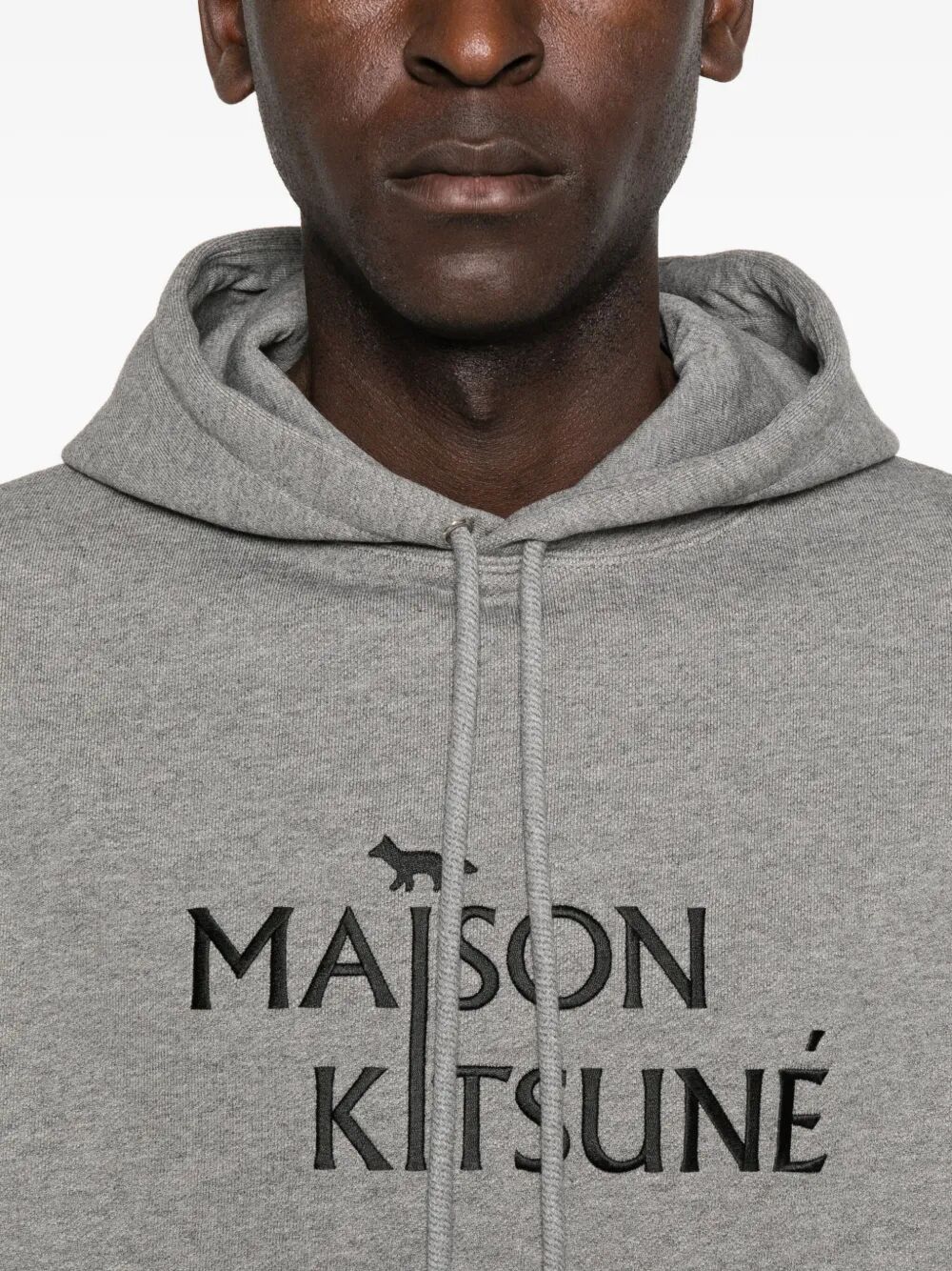 MAISON KITSUNÉ Medium Grey Melange Cotton Jersey Sweater for Men