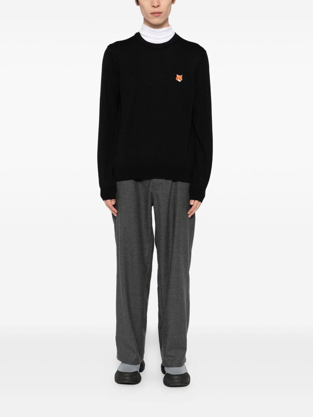 MAISON KITSUNÉ Fox Head Wool Crewneck Sweater