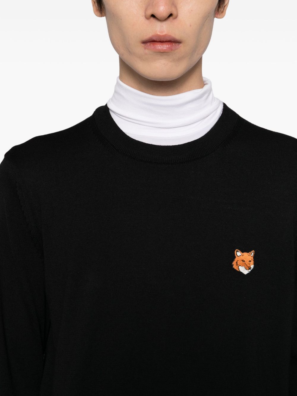 MAISON KITSUNÉ Fox Head Wool Crewneck Sweater