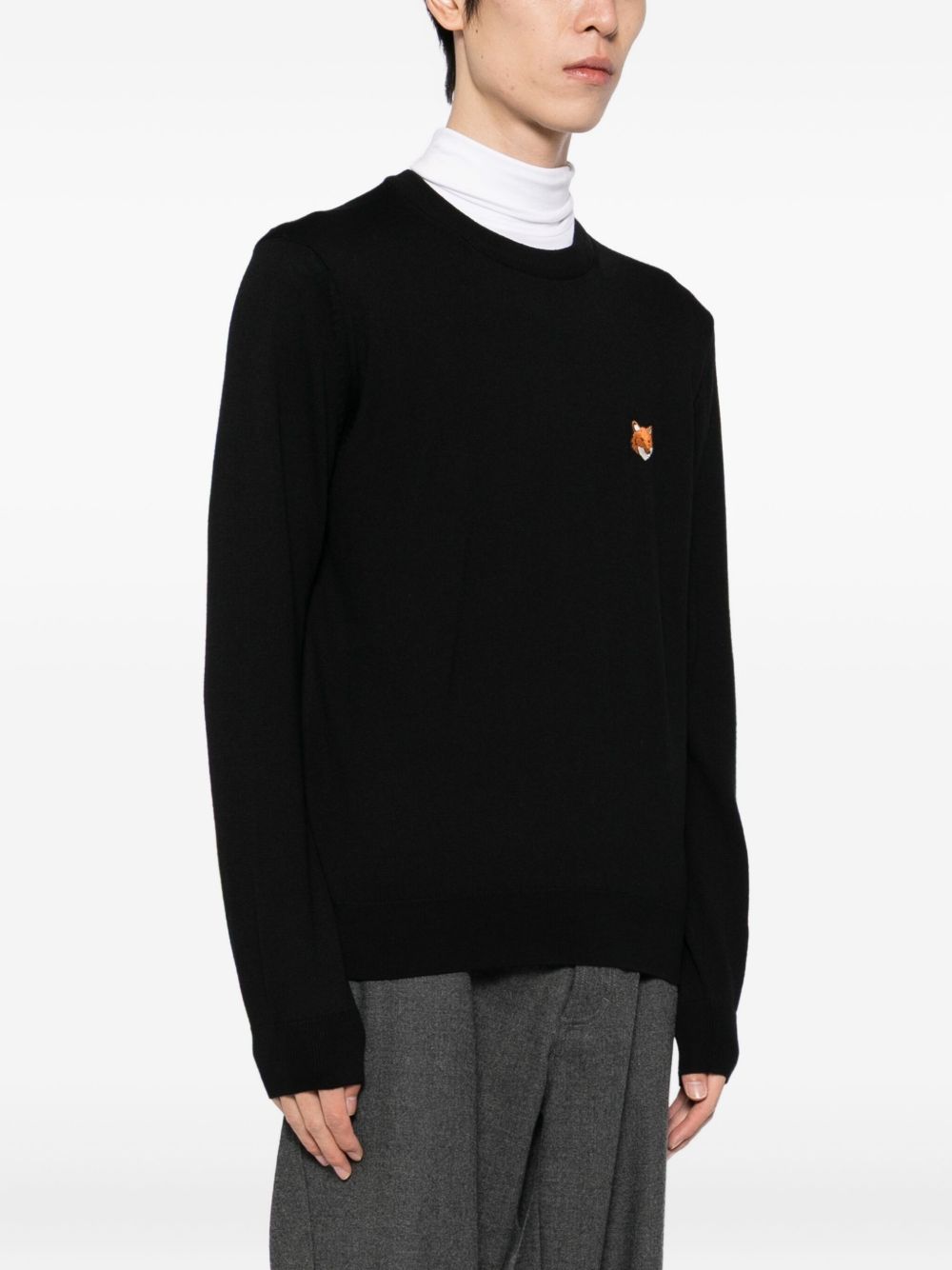 MAISON KITSUNÉ Fox Head Wool Crewneck Sweater