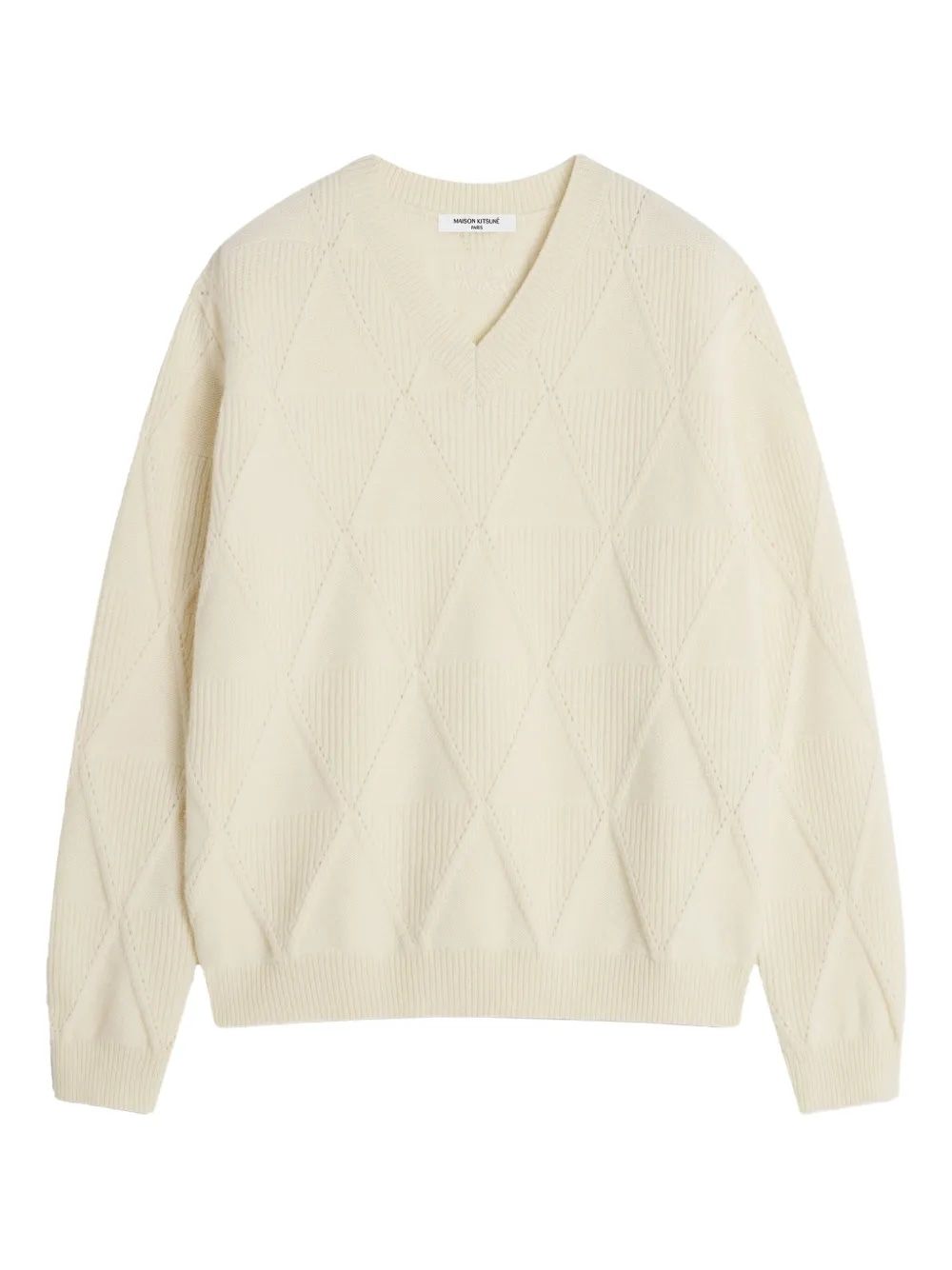 MAISON KITSUNÉ Textured Wool Argyle Jumper