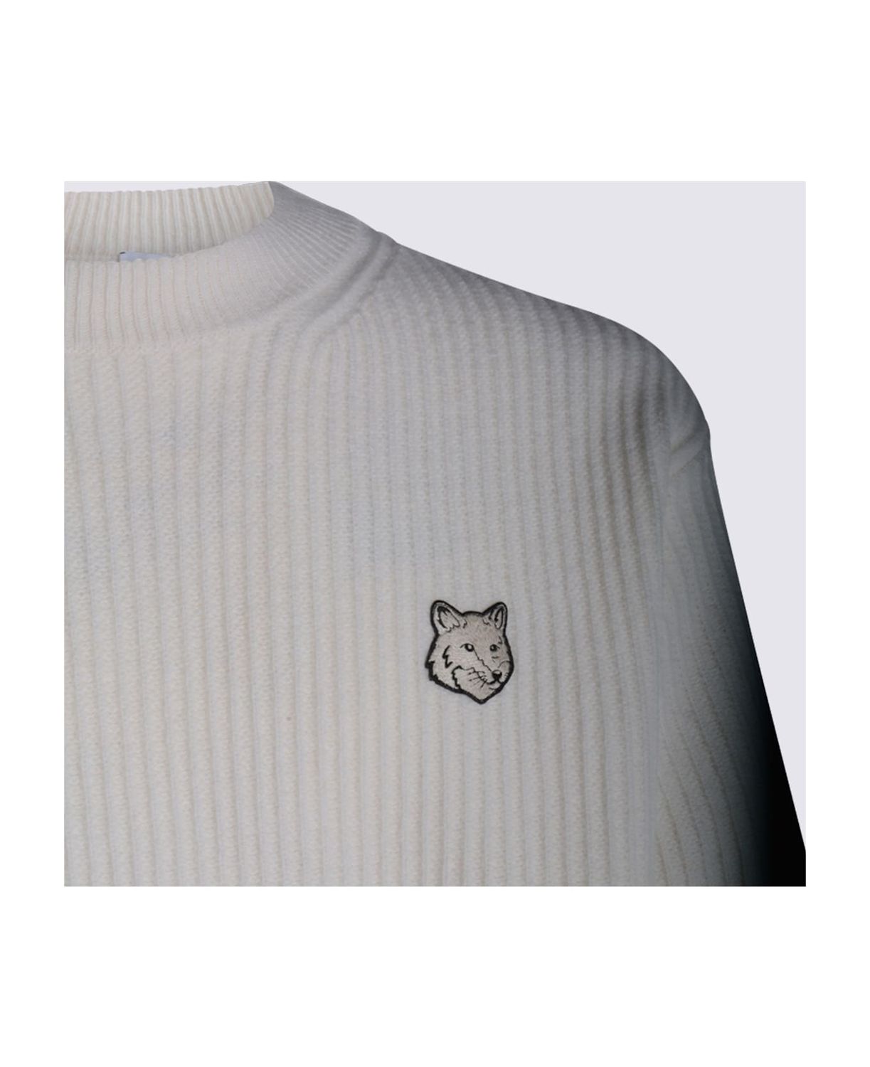 MAISON KITSUNÉ Wool Ribbed Jumper with Fox Head Design for Men