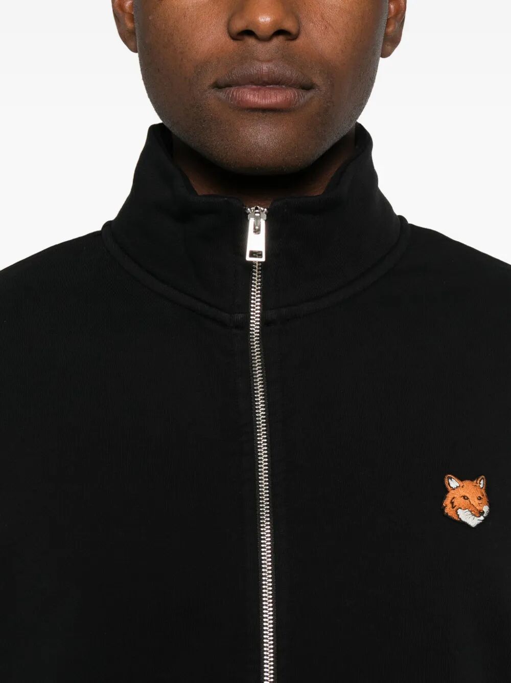 MAISON KITSUNÉ Cotton Zipped Sweatshirt with Fox Motif for Men