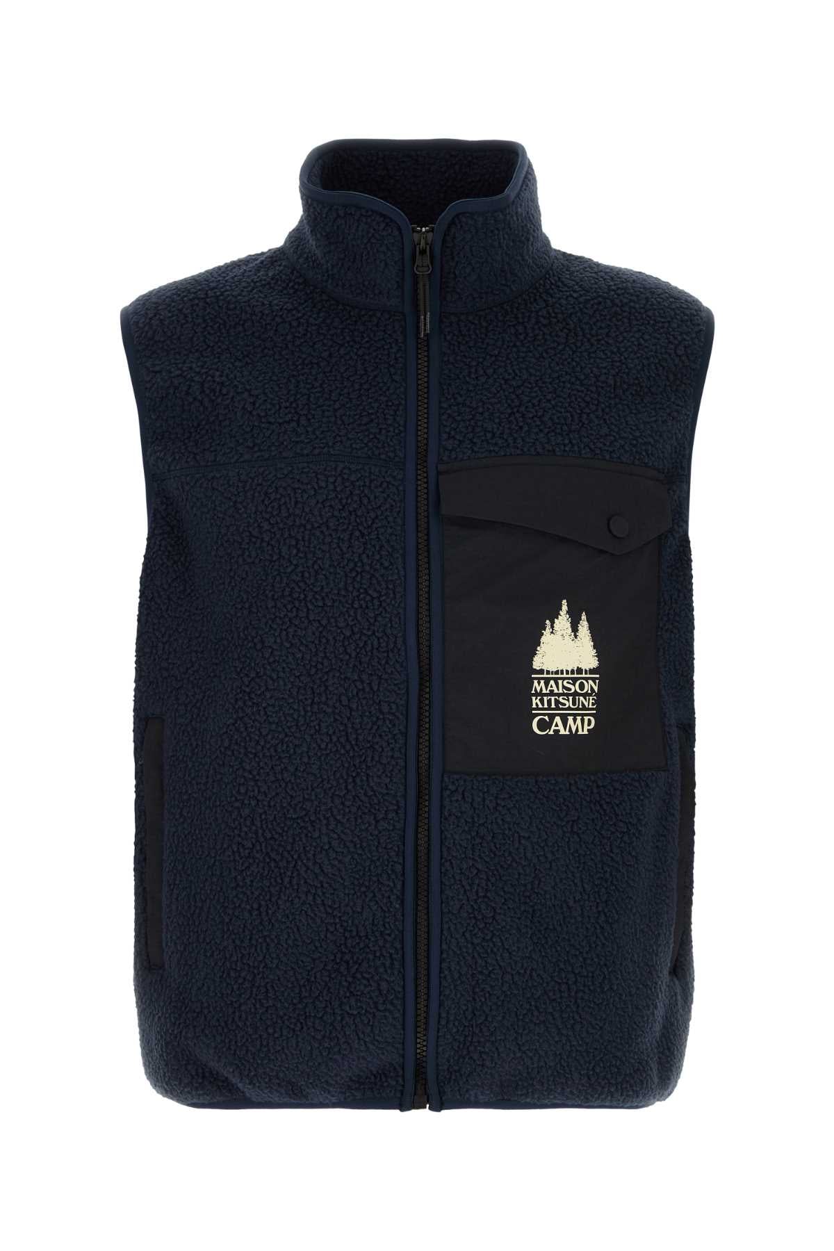 MAISON KITSUNÉ Men's Sleek Sleeveless Fleece Zip Vest