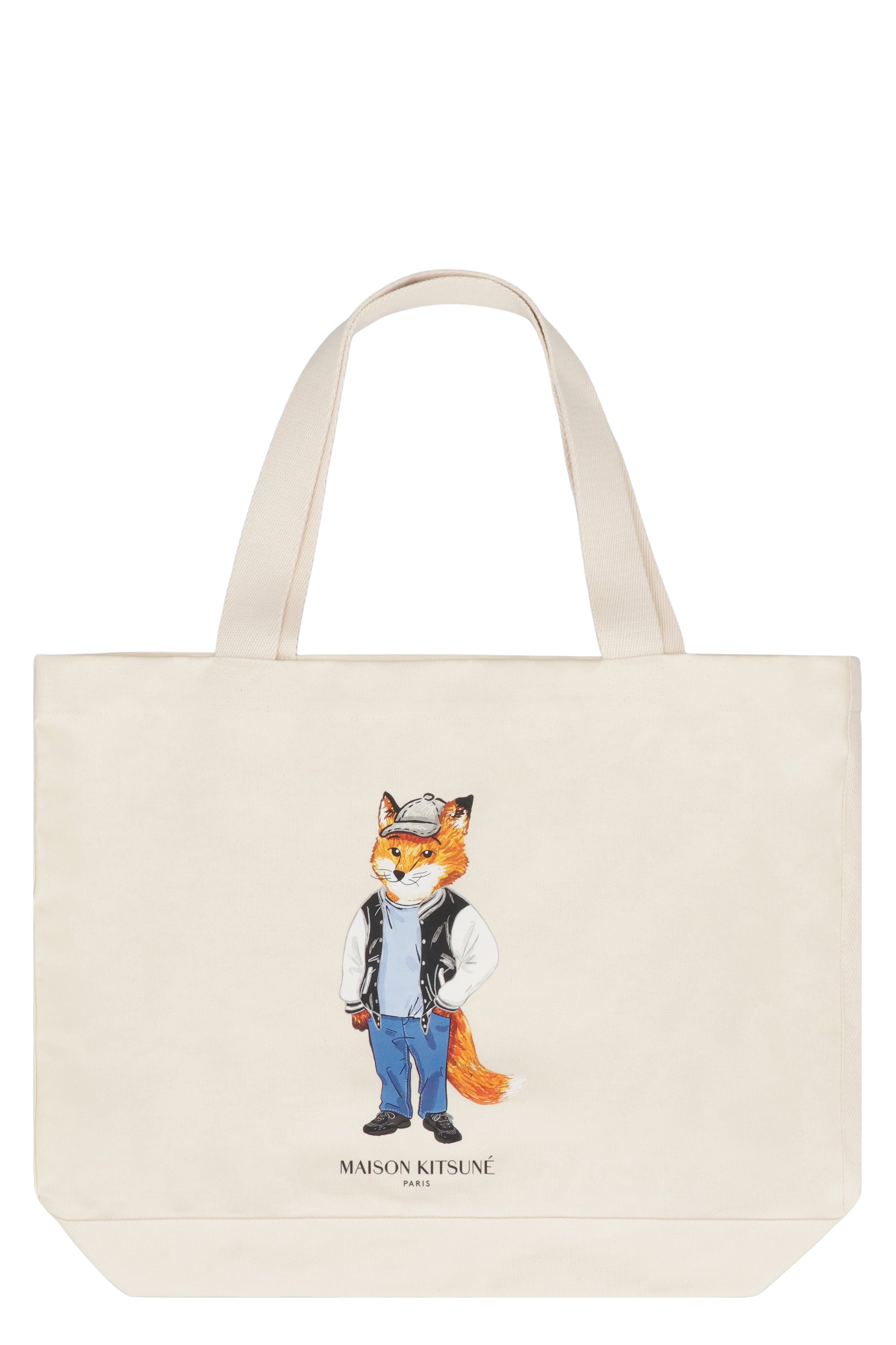 MAISON KITSUNÉ Spacious Cotton Tote Handbag 43x32.5 CM