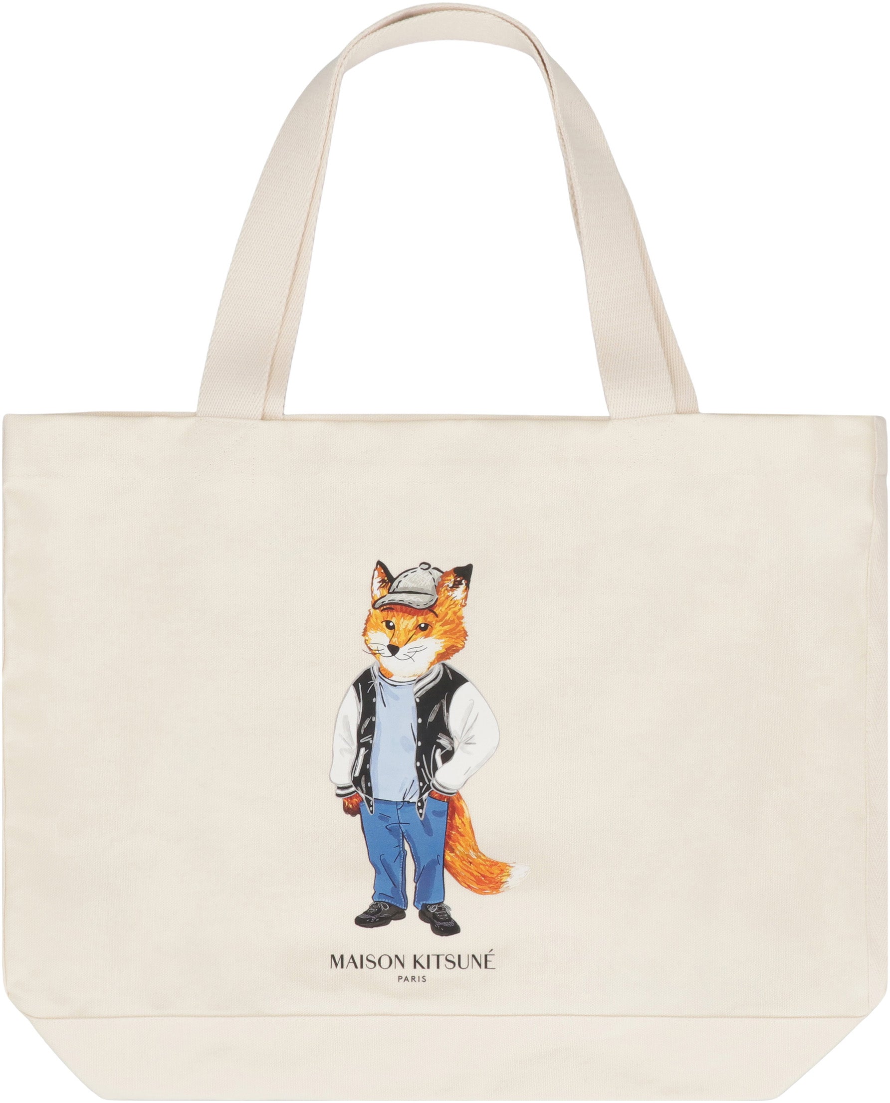 MAISON KITSUNÉ Spacious Cotton Tote Handbag 43x32.5 CM